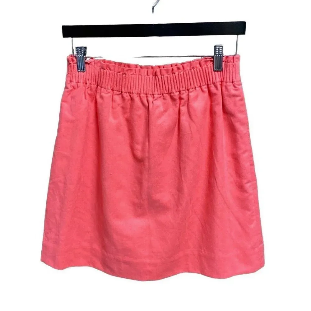 J. Crew Coral Linen Mini Skirt Size 6 NWT